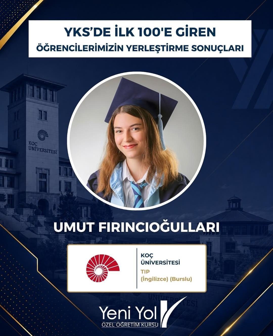 Umut Fırıncıoğulları — Koç Üniversitesi Tıp Fakültesi, burslu